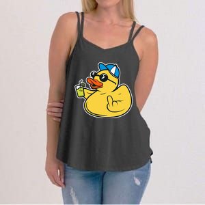 Evil Duck Middle Finger Cheeky Rubber Duck Women's Strappy Tank