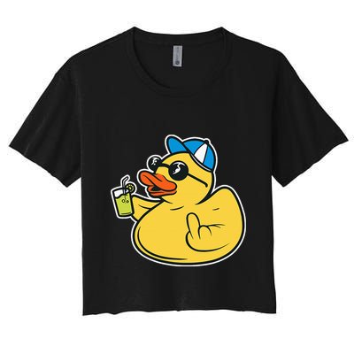 Evil Duck Middle Finger Cheeky Rubber Duck Crop Top