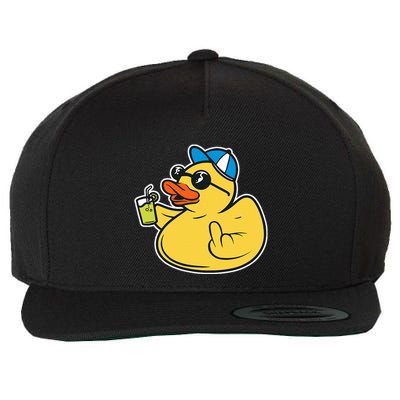 Evil Duck Middle Finger Cheeky Rubber Duck Wool Snapback Cap