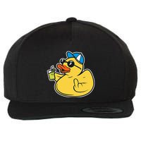 Evil Duck Middle Finger Cheeky Rubber Duck Wool Snapback Cap