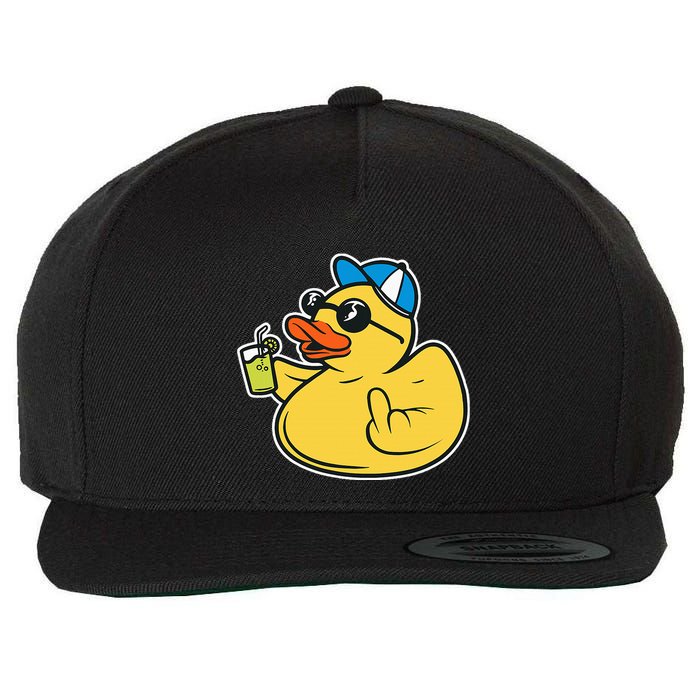 Evil Duck Middle Finger Cheeky Rubber Duck Wool Snapback Cap