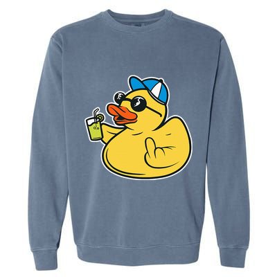 Evil Duck Middle Finger Cheeky Rubber Duck Garment-Dyed Sweatshirt
