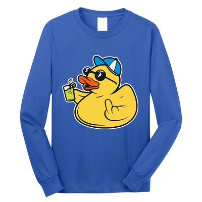 Evil Duck Middle Finger Cheeky Rubber Duck Long Sleeve Shirt