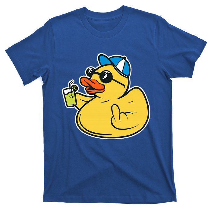 Evil Duck Middle Finger Cheeky Rubber Duck T-Shirt