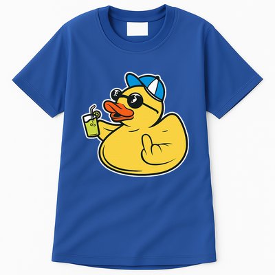 Evil Duck Middle Finger Cheeky Rubber Duck Tall T-Shirt