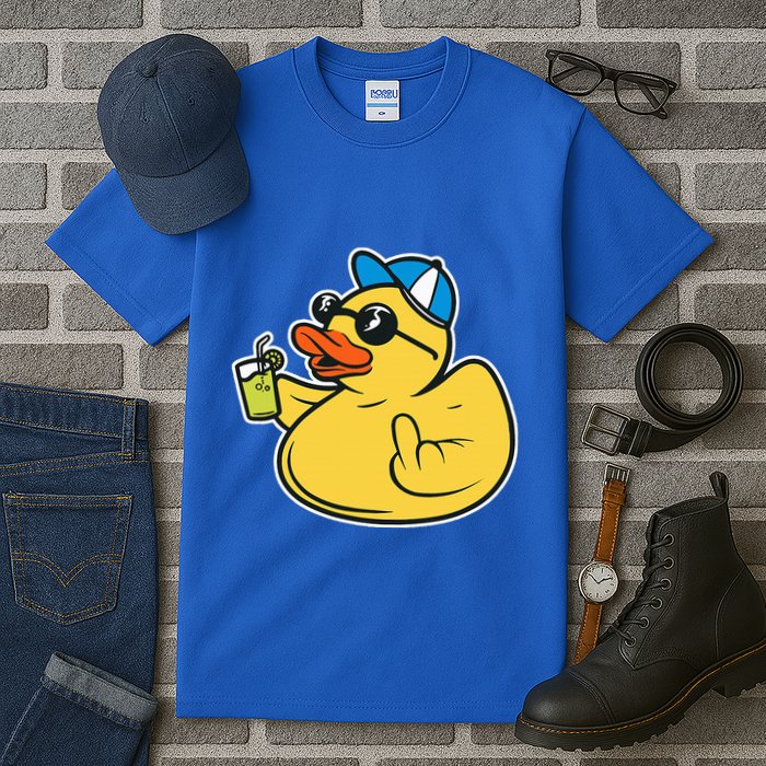 Evil Duck Middle Finger Cheeky Rubber Duck Tall T-Shirt