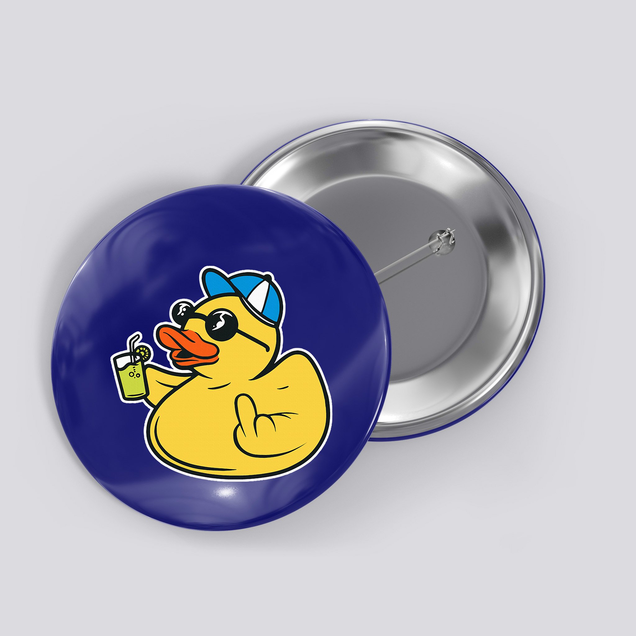 Evil Duck Middle Finger Cheeky Rubber Duck Button