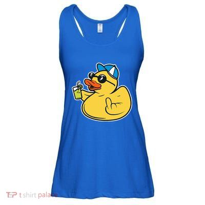 Evil Duck Middle Finger Cheeky Rubber Duck Ladies Essential Flowy Tank