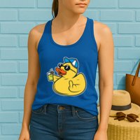 Evil Duck Middle Finger Cheeky Rubber Duck Womens Tank Top