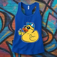 Evil Duck Middle Finger Cheeky Rubber Duck Womens Tank Top