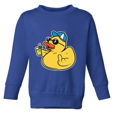 Evil Duck Middle Finger Cheeky Rubber Duck Toddler Sweatshirt