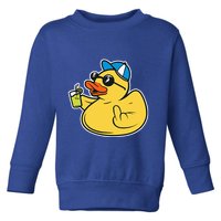 Evil Duck Middle Finger Cheeky Rubber Duck Toddler Sweatshirt