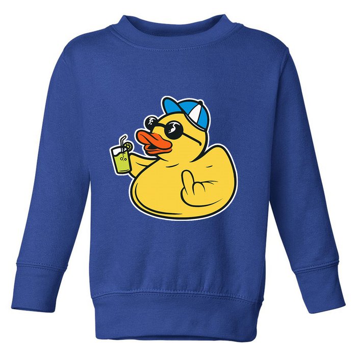 Evil Duck Middle Finger Cheeky Rubber Duck Toddler Sweatshirt