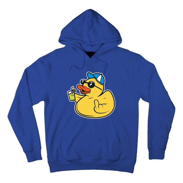 Evil Duck Middle Finger Cheeky Rubber Duck Tall Hoodie