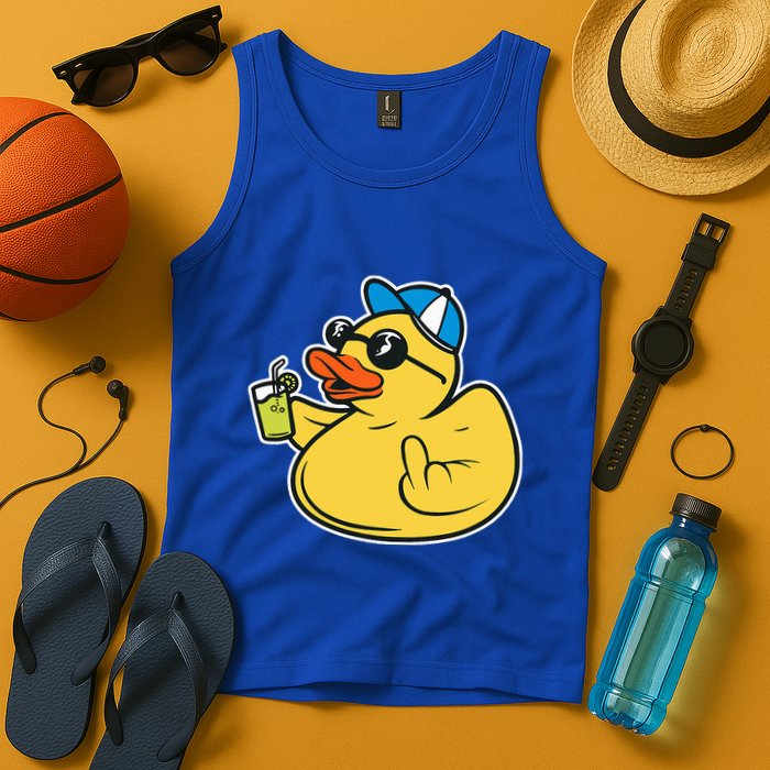 Evil Duck Middle Finger Cheeky Rubber Duck Tank Top