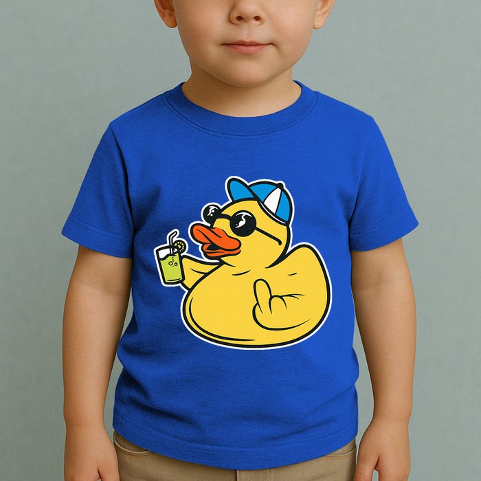 Evil Duck Middle Finger Cheeky Rubber Duck Toddler T-Shirt