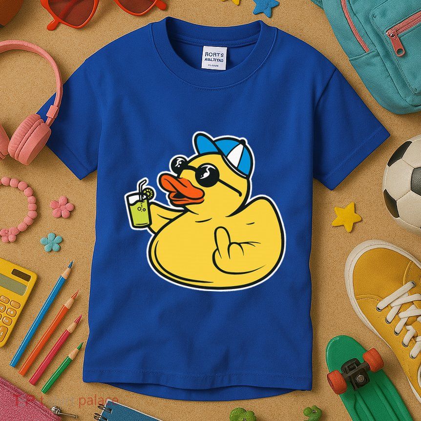 Evil Duck Middle Finger Cheeky Rubber Duck Kids T-Shirt