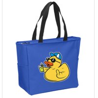 Evil Duck Middle Finger Cheeky Rubber Duck Zip Tote Bag