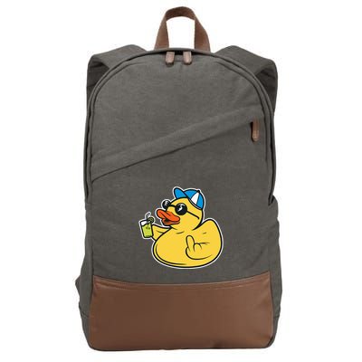 Evil Duck Middle Finger Cheeky Rubber Duck Cotton Canvas Backpack
