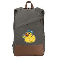 Evil Duck Middle Finger Cheeky Rubber Duck Cotton Canvas Backpack