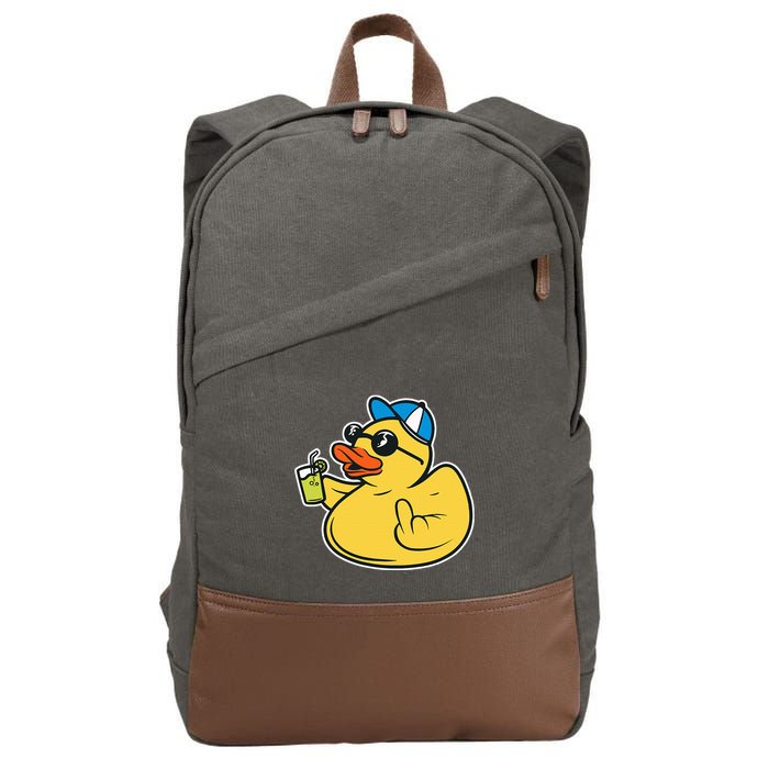 Evil Duck Middle Finger Cheeky Rubber Duck Cotton Canvas Backpack