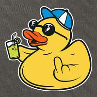 Evil Duck Middle Finger Cheeky Rubber Duck Cotton Canvas Backpack
