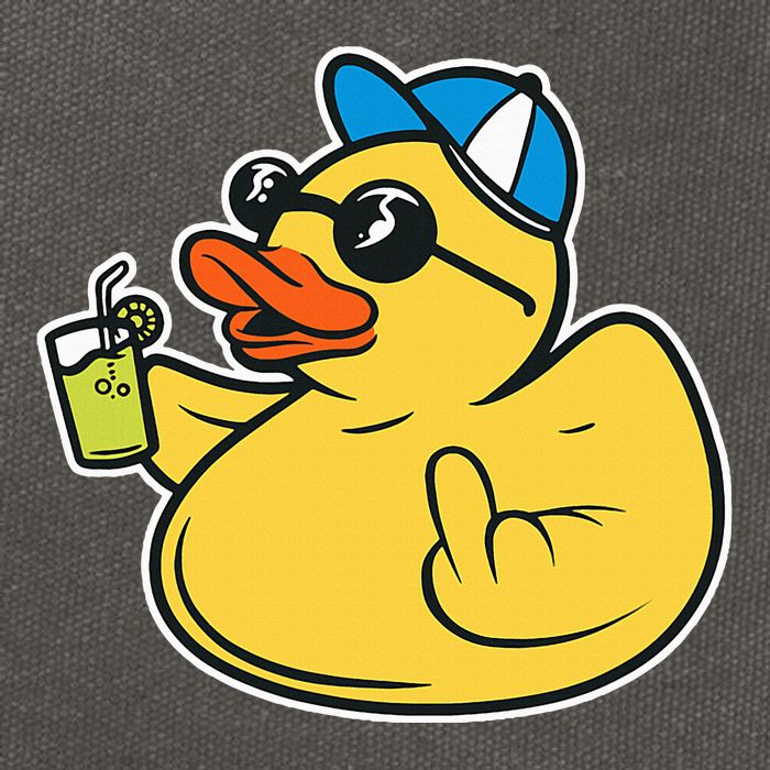 Evil Duck Middle Finger Cheeky Rubber Duck Cotton Canvas Backpack