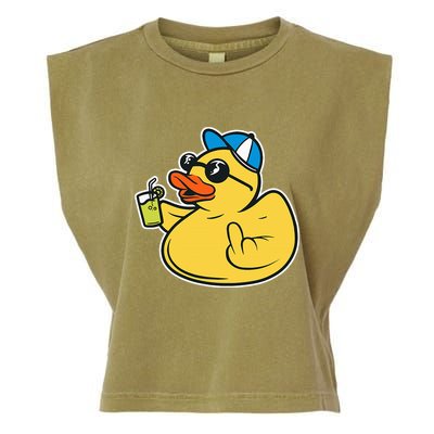 Evil Duck Middle Finger Cheeky Rubber Duck Garment-Dyed Women's Muscle Tee