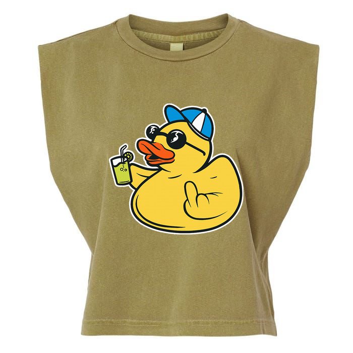 Evil Duck Middle Finger Cheeky Rubber Duck Garment-Dyed Women's Muscle Tee
