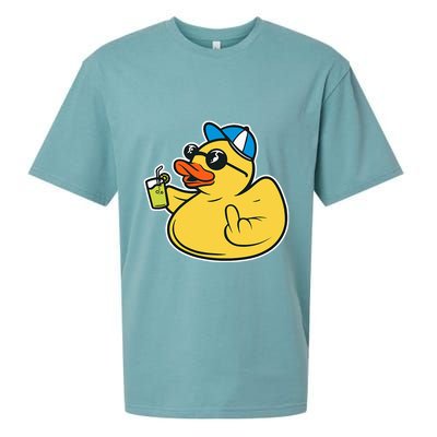 Evil Duck Middle Finger Cheeky Rubber Duck Sueded Cloud Jersey T-Shirt