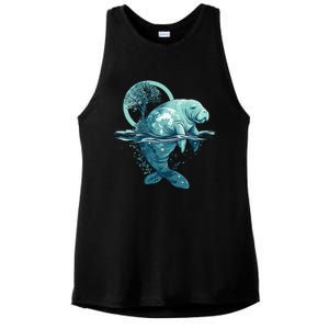 Earth Day Manatee Earth Day Manatee Artwork Ladies PosiCharge Tri-Blend Wicking Tank