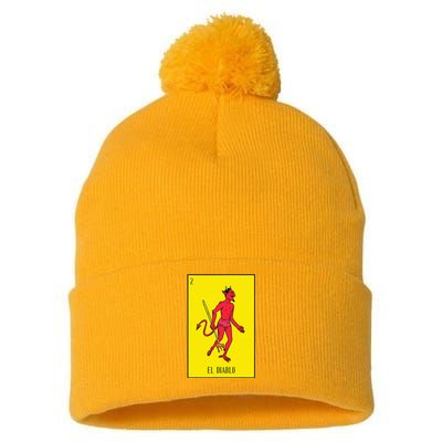 El Diablo Mexican Lottery Culture Pom Pom 12in Knit Beanie