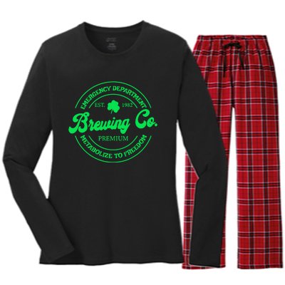 Emergency Department Metabolize To Freedom St Patricks Day Women's Long Sleeve Flannel Pajama Set 