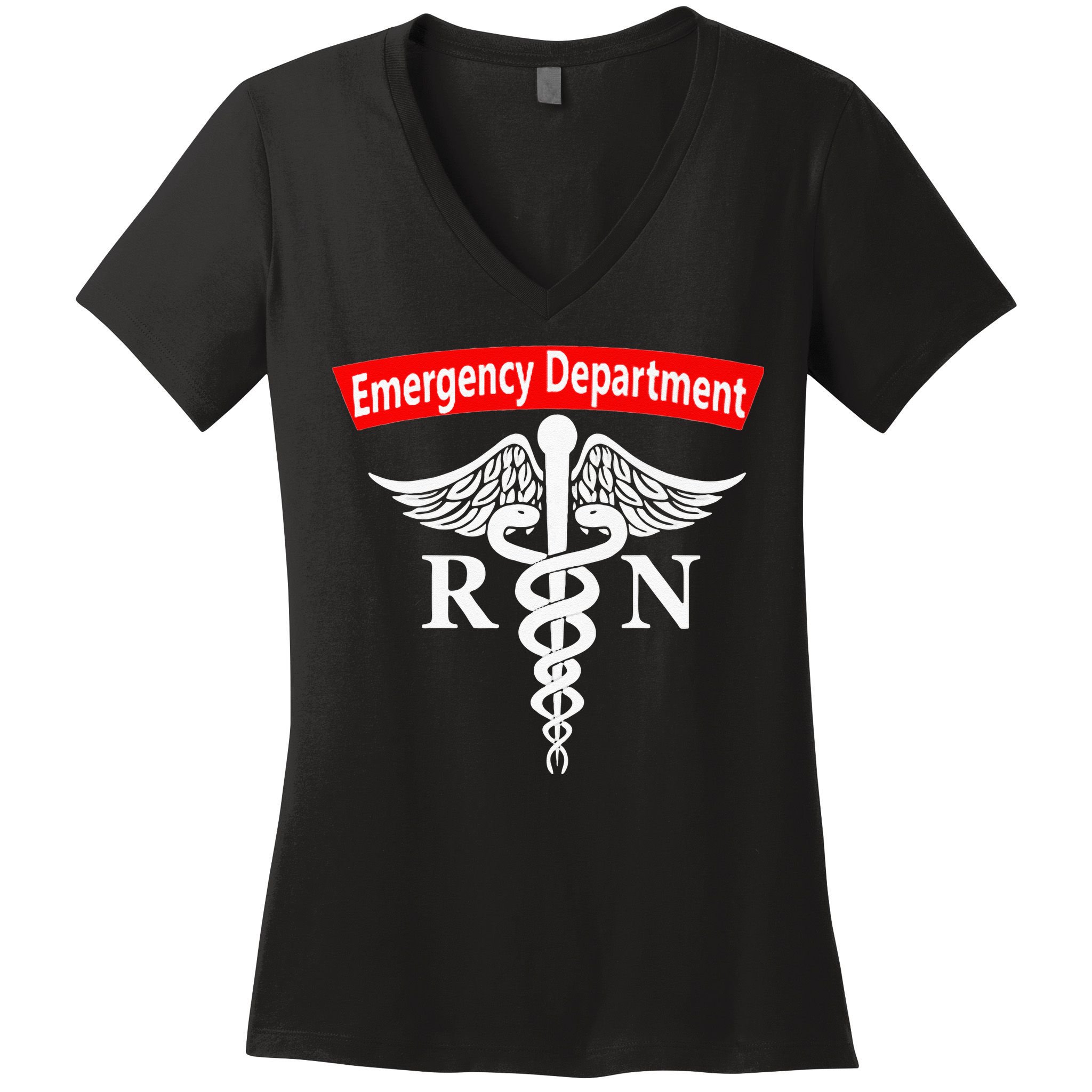 Emergency Department Nursing ER Registered Nurse RN Caduceus Women's V-Neck T-Shirt