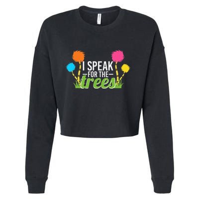 Earth Day Nature Lover Design Speak For The Trees Cropped Pullover Crew