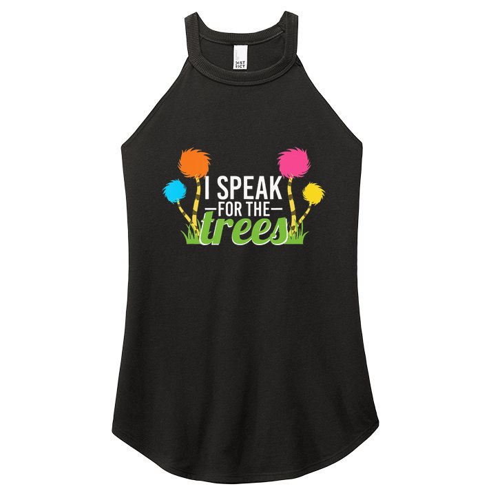 Earth Day Nature Lover Design Speak For The Trees Women's Perfect Tri Rocker Tank