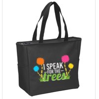 Earth Day Nature Lover Design Speak For The Trees Zip Tote Bag