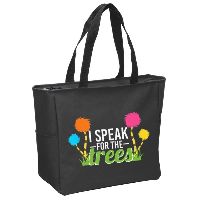 Earth Day Nature Lover Design Speak For The Trees Zip Tote Bag