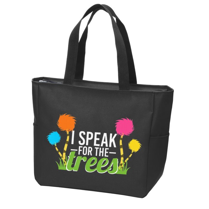 Earth Day Nature Lover Design Speak For The Trees Zip Tote Bag