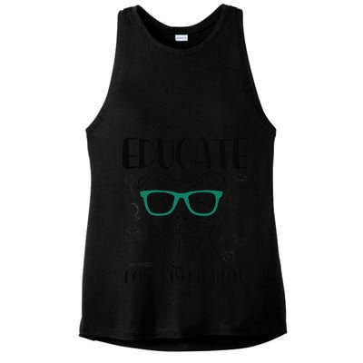 Educate Do Not Discriminate Pitbull Dog Funny Ladies PosiCharge Tri-Blend Wicking Tank