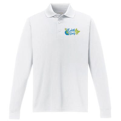 Earth Day Nature Awareness Performance Long Sleeve Polo