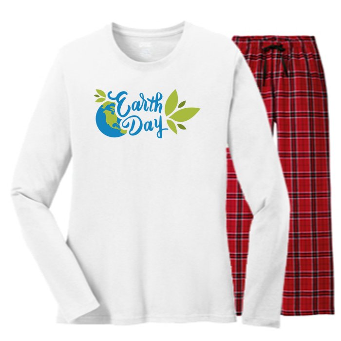 Earth Day Nature Awareness Women's Long Sleeve Flannel Pajama Set 