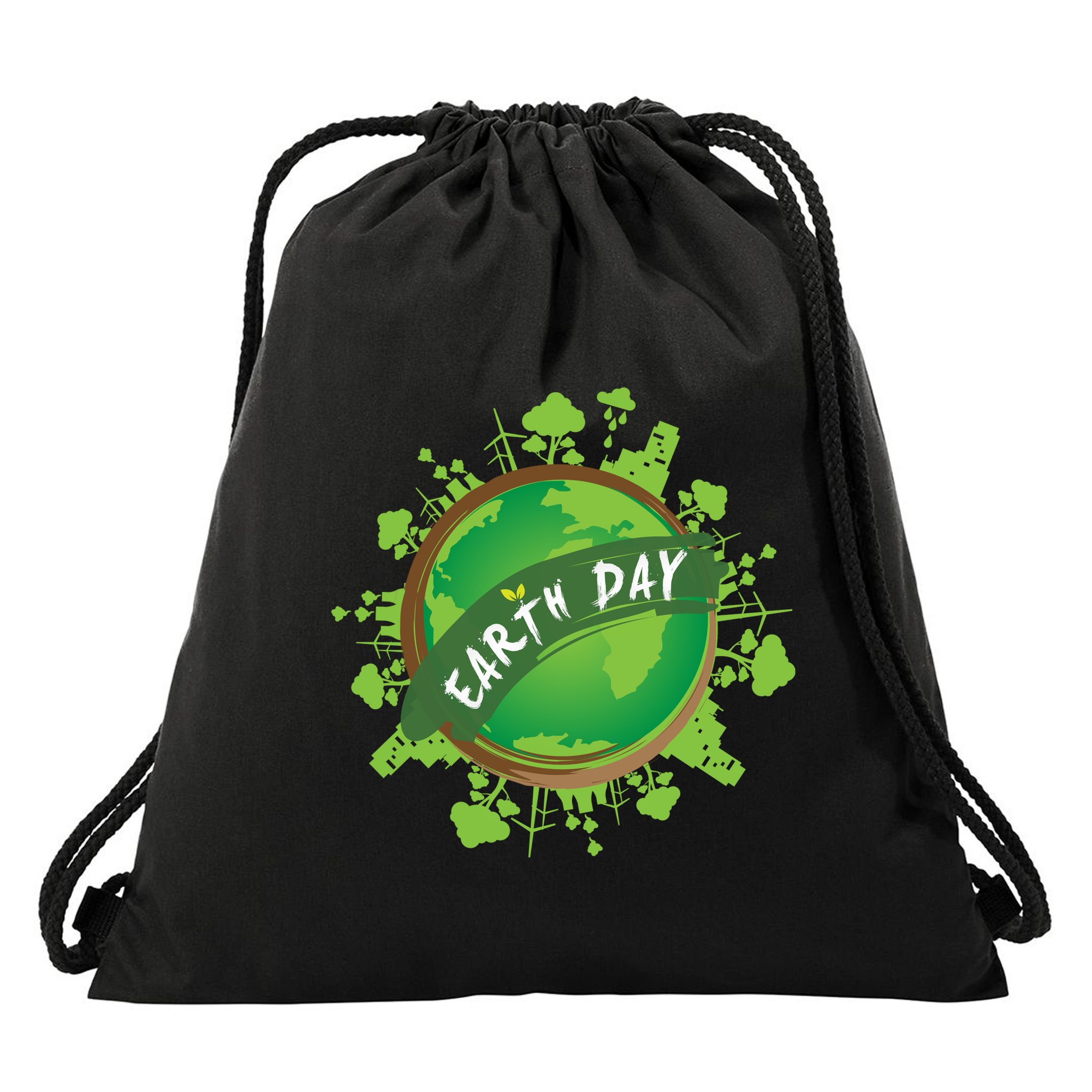 Earth Day Nature Globe Drawstring Bag