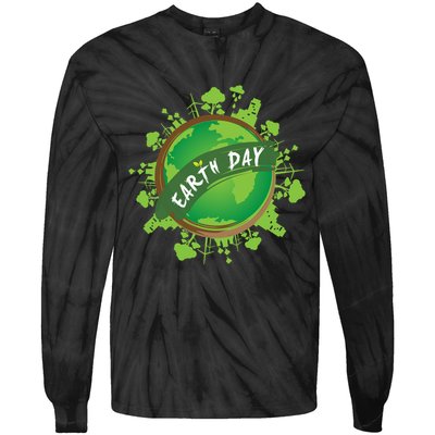 Earth Day Nature Globe Tie-Dye Long Sleeve Shirt