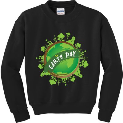 Earth Day Nature Globe Kids Sweatshirt