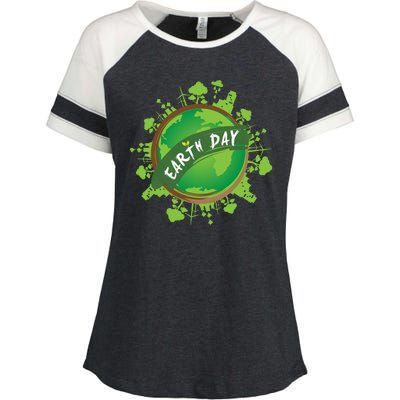 Earth Day Nature Globe Enza Ladies Jersey Colorblock Tee