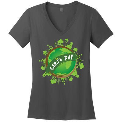 Earth Day Nature Globe Women's V-Neck T-Shirt