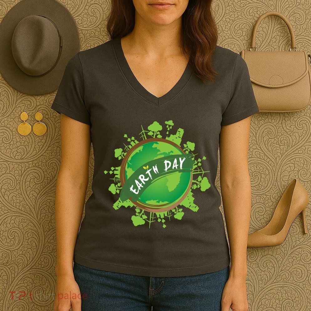 Earth Day Nature Globe Women's V-Neck T-Shirt