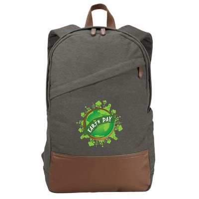 Earth Day Nature Globe Cotton Canvas Backpack