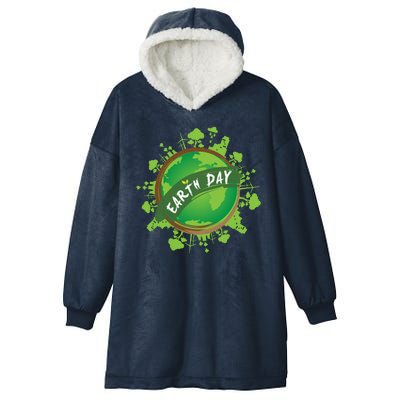 Earth Day Nature Globe Hooded Wearable Blanket